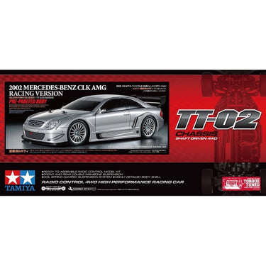 Tamiya 1/10 Mercedes CLK AMG Racing Version Silver Painted Body TT-02 Chassis RC Kit 47493